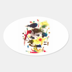 Samurai Cat Abstract Acrylic Hankamer Artjunkhaus  Oval Sticker