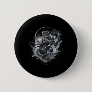 Samurai Cat Anime Japanese Ninja Warrior Aesthetic 6 Cm Round Badge