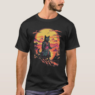 Samurai Cat Bushido Japanese Aesthetic Style T-Shirt