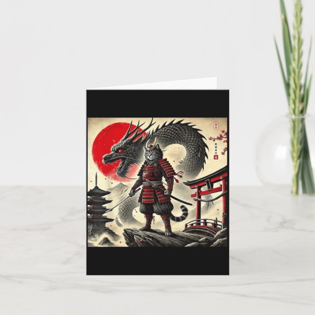 Samurai Cat Graphic Warrior Japanese Cat Ninja Men Card (Front)
