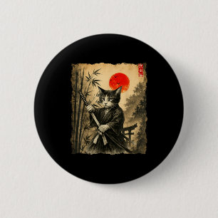 Samurai Cat Japanese Art Men Boys Funny Graphic Te 6 Cm Round Badge