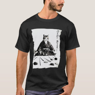 Samurai Cat Japanese Calligraphy Art T-Shirt