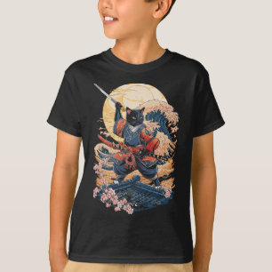 Samurai Cat Japanese Cat Anime Ninja  T-Shirt
