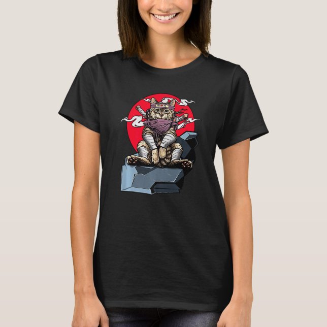 Samurai Cat Japanese Katana Warrior Ninja Sword Vi T-Shirt (Front)