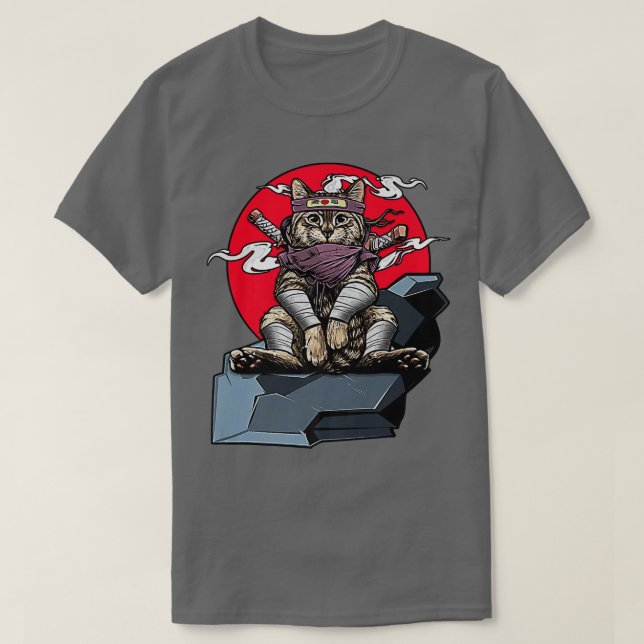Samurai Cat Japanese Katana Warrior Ninja Sword Vi T-Shirt (Design Front)