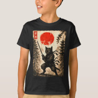 Samurai Cat Japanese Mens Boys Kids Graphic Anime 