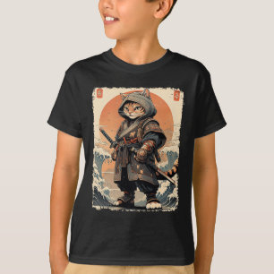 Samurai Cat Katana Full Gear Warrior Fighter Japan T-Shirt