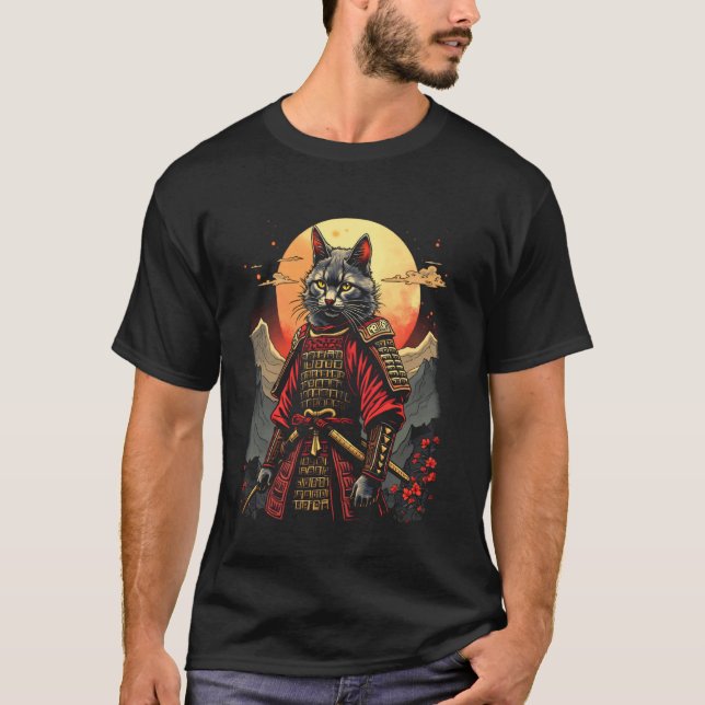 Samurai cat moon T-Shirt (Front)