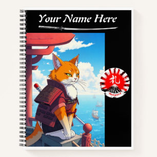 Samurai Cat Respect Spiral Notebook
