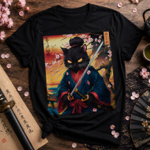 Samurai Cat Shirt | Cute Japanese Warrior Tee