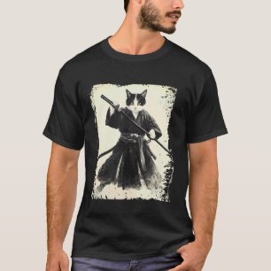 Samurai Cat Ukiyo-e Vintage Art Warrior Graphic T-Shirt
