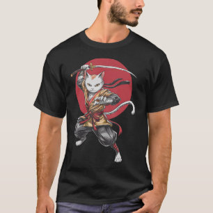 Samurai Cat Vintage Japanese Art Anime Cat Lover T-Shirt