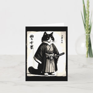 Samurai Cat Vintage Warrior Japanese Anime Card
