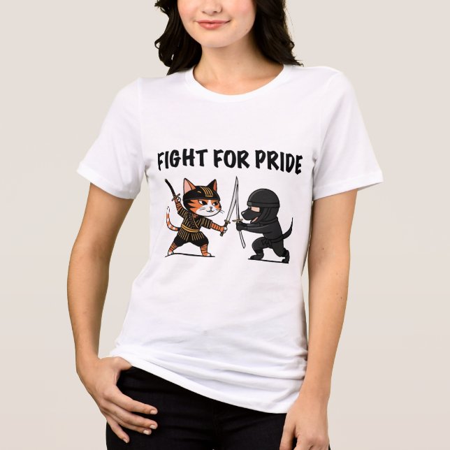 Samurai Cat vs Ninja Dog - Epic Animal Showdown Tri-Blend Shirt (Front)