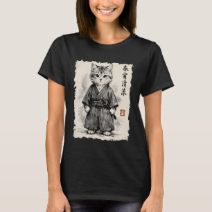 Samurai Cat Warrior Anime Japanese Art Kawaii Cat  T-Shirt