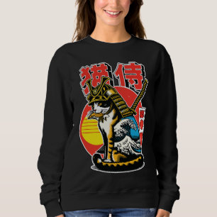 Samurai Cat Warrior – Bold Japanese Wave Tattoo Sweatshirt