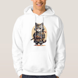 Samurai Cat Warrior Cute Fantasy Character Art Hoodie