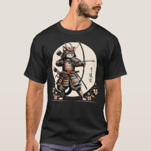 Samurai Cat Warrior Japanese Archer Kitten in Vint T-Shirt
