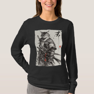 Samurai Cat Warrior Ukiyo Ink Artwork Cat Samurai T-Shirt