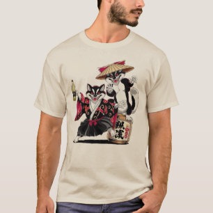 Samurai Cats Sake Party T-Shirt