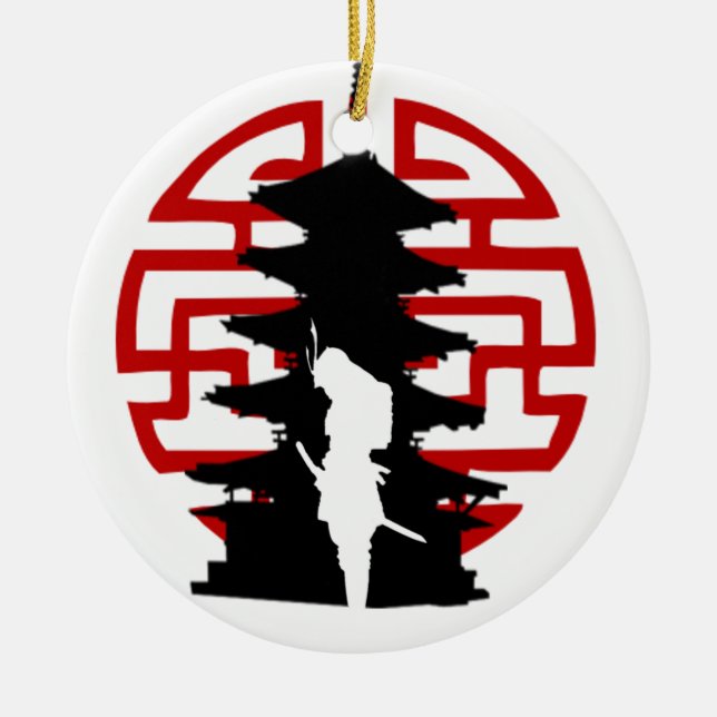 Samurai Ceramic Tree Decoration (Front)