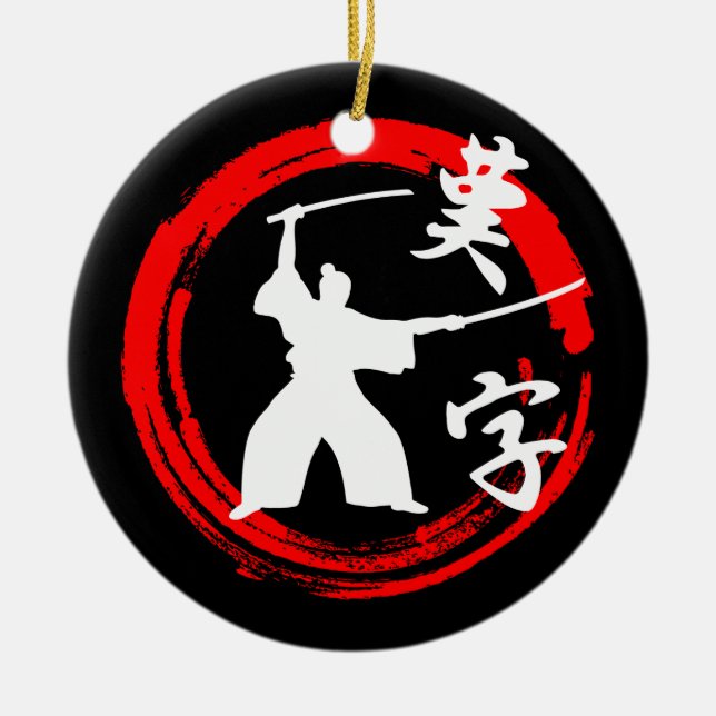 Samurai Ceramic Tree Decoration (Front)