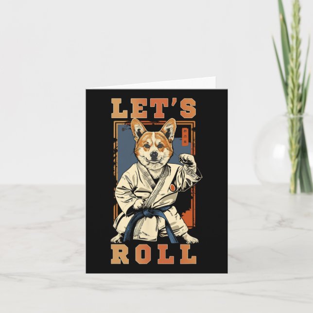 Samurai Corgi In Jiu Jitsu Gi Bjj Life Brazilian K Card (Front)