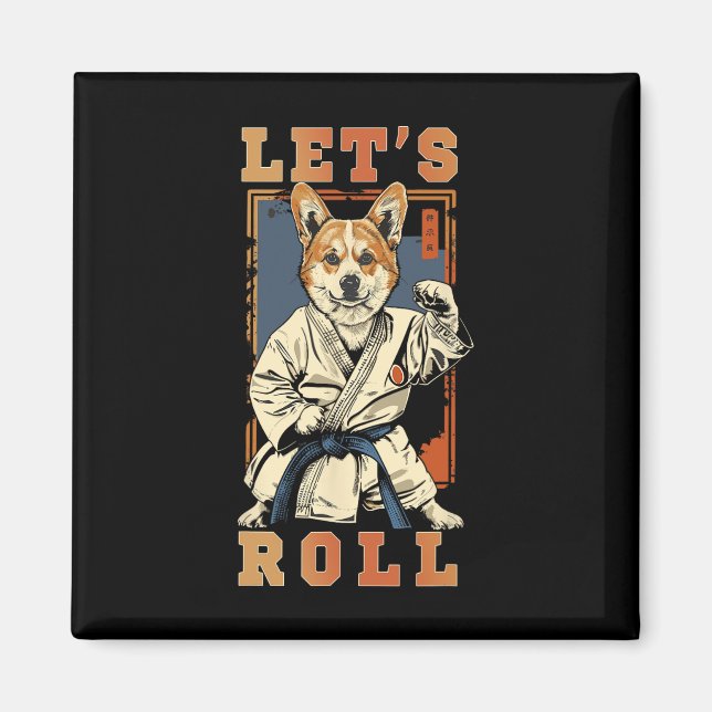 Samurai Corgi In Jiu Jitsu Gi Bjj Life Brazilian K Magnet (Front)