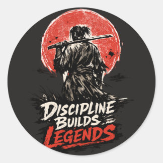 Samurai Discipline Motivation Art Classic Round Sticker