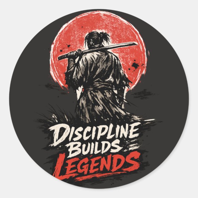 Samurai Discipline Motivation Art Classic Round Sticker (Front)