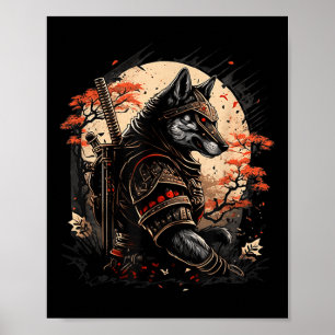 Samurai Dog Japanese Tattoo Graphic For Men Boys W Poster