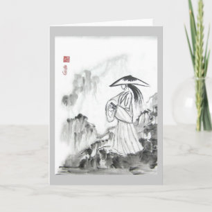 Samurai Drawing Sword Greeting Card