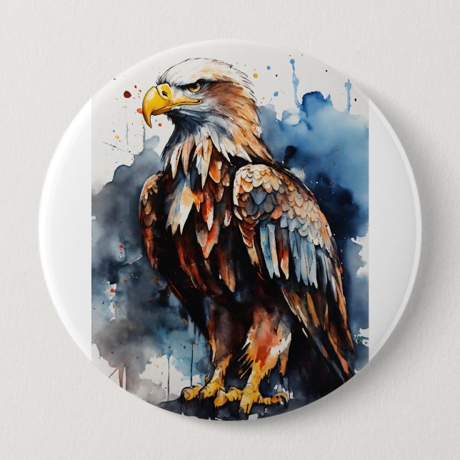 Samurai Eagle: Hyper-Realistic Battlefield Scene 10 Cm Round Badge (Front)