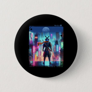 Samurai Electric Pole In Japanese Retro Cyberpunk  6 Cm Round Badge