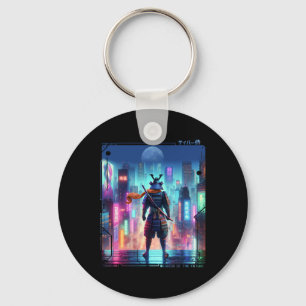 Samurai Electric Pole In Japanese Retro Cyberpunk  Key Ring