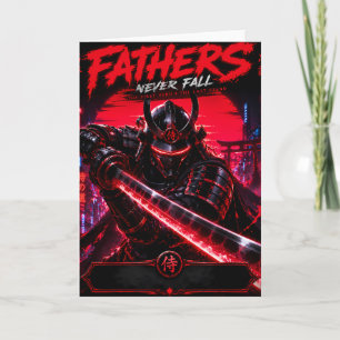 Samurai Father Neon Greeting Card