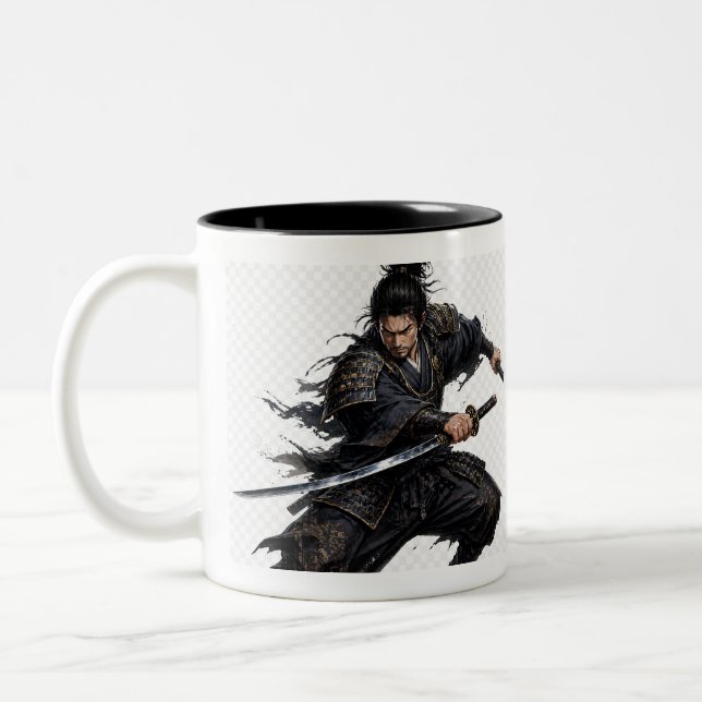 Samurai Fight Your Demons Inspirational  Two-Tone Coffee Mug (Left)