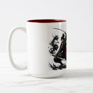 Samurai Fight Your Demons Motivational Two-Tone Coffee Mug
