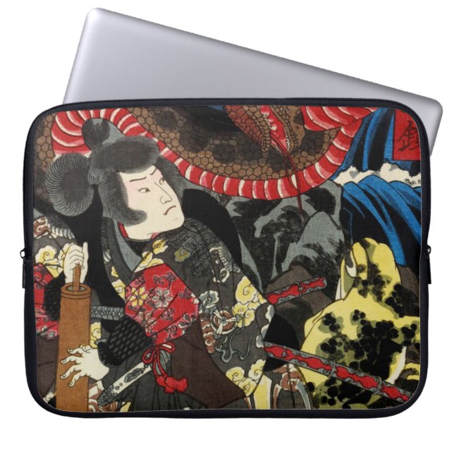 SAMURAI FIGHTING GIANT SNAKE TOAD LAPTOP SLEEVE (Front)
