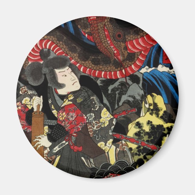 SAMURAI FIGHTING GIANT SNAKE TOAD MAGNET (Front)