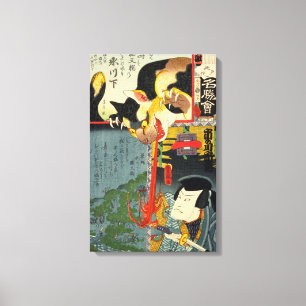 Samurai fighting Monster Cat, Utagawa Toyokuni Canvas Print