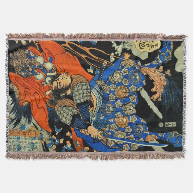 SAMURAI FIGHTING MONSTER THROW BLANKET (Front)