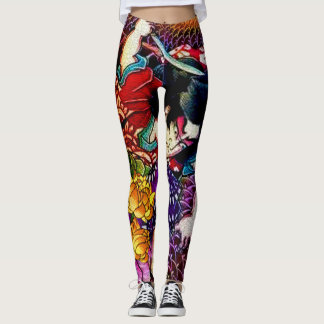 Samurai Fighting Serpent Leggings