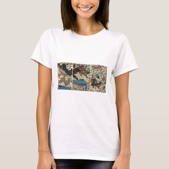 Samurai fighting tiger etc. circa 1800's T-Shirt (Front)