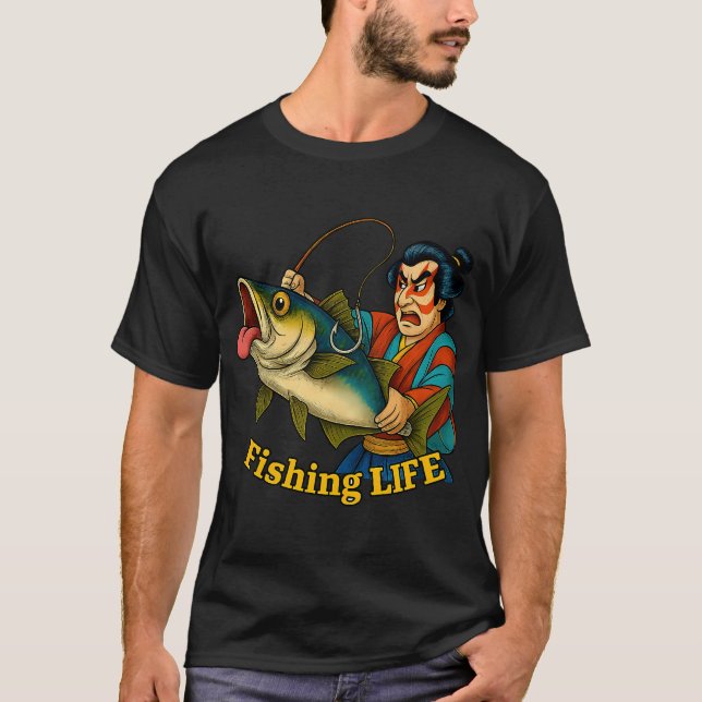 Samurai Fisherman Controlling Giant Fish â€“ Fishi T-Shirt (Front)