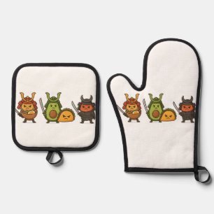 Samurai Food Warriors Oven Mitt & Pot Holder Set