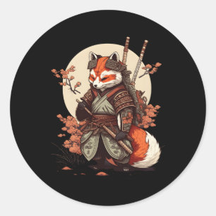 Samurai Fox Warrior Japanese Ninja Fox Kawaii Classic Round Sticker