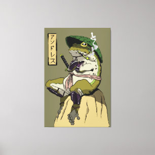 Samurai Frog: Guardian of the Lotus Canvas Print