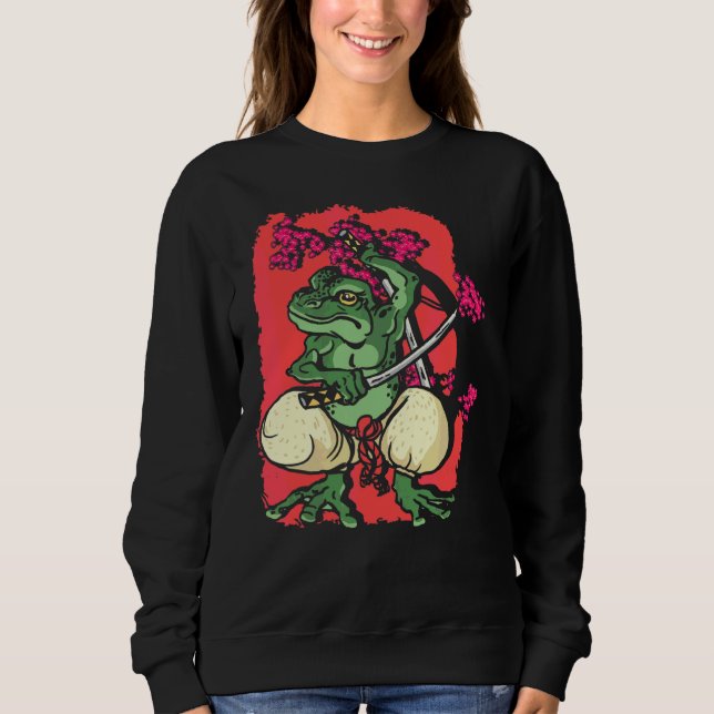 Samurai Frog Kendo Katana Cherry Blossom Tree Saku Sweatshirt (Front)