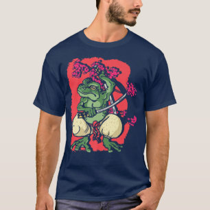 Samurai Frog Kendo Katana Cherry Blossom Tree Saku T-Shirt